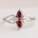 Two Stone Red Pear Diamond Dainty Ring