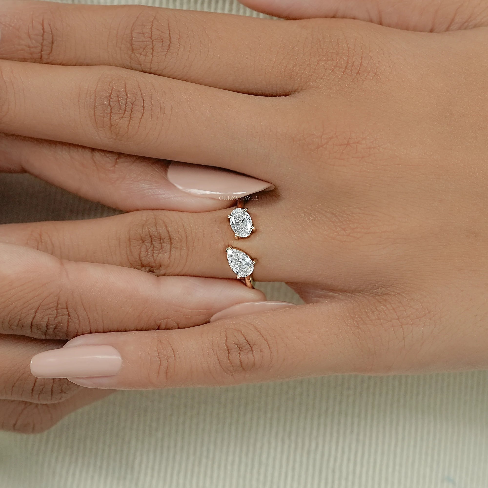 Pear And Oval Diamond Toi Et Moi Engagement Ring