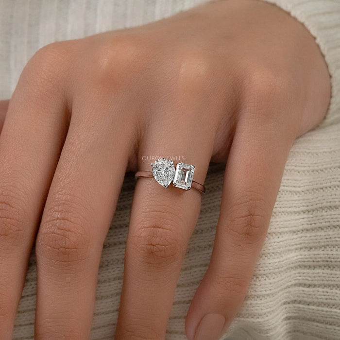 Emerald And Pear Lab Diamond Toi Moi Ring Ring