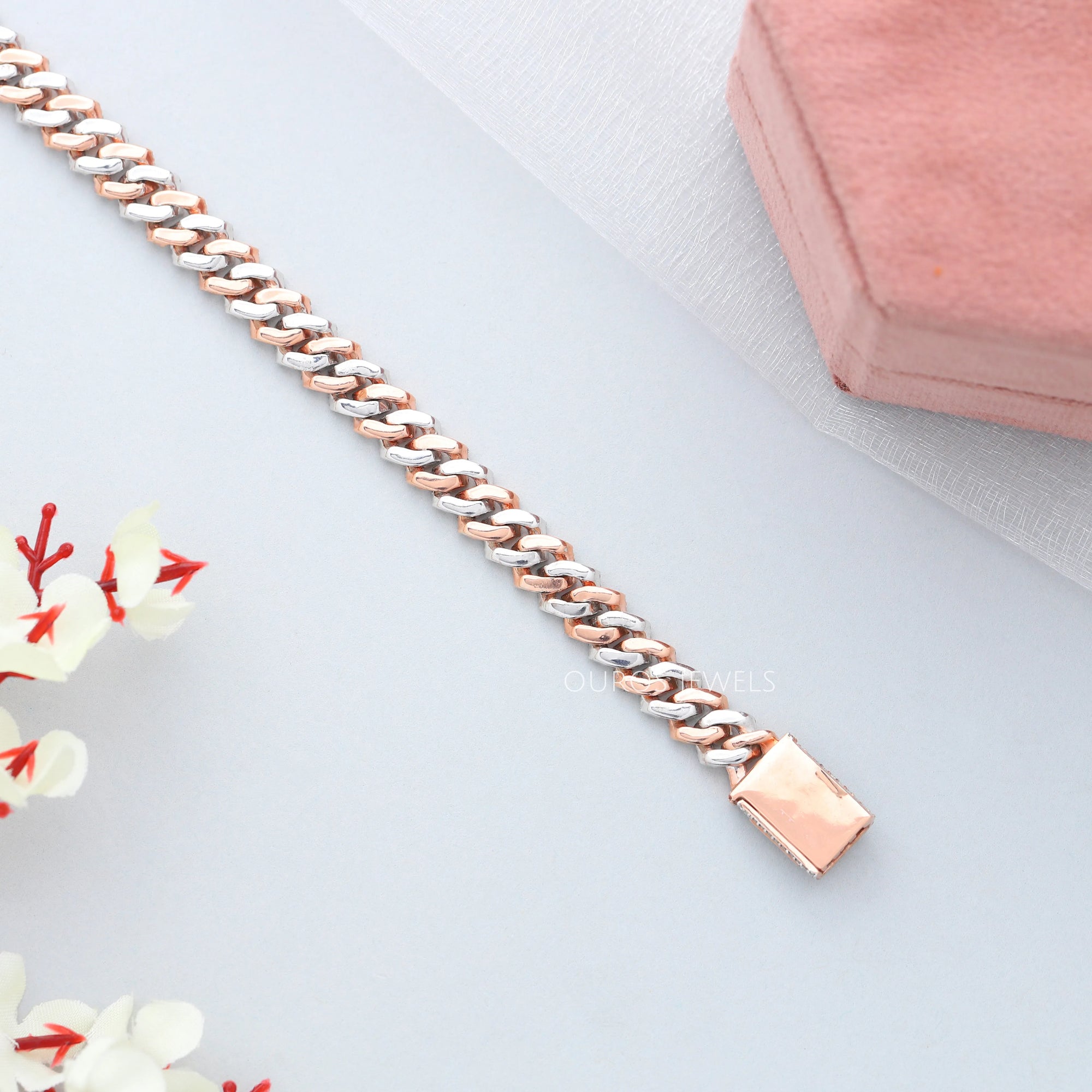 Two Tone Round Cut Miami Cuban Bracelet