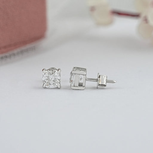 Square Old Mine Cushion Cut Lab Diamond Stud Earring