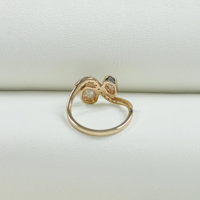 Bezel Set Shied Cut Baypass Wedding Ring