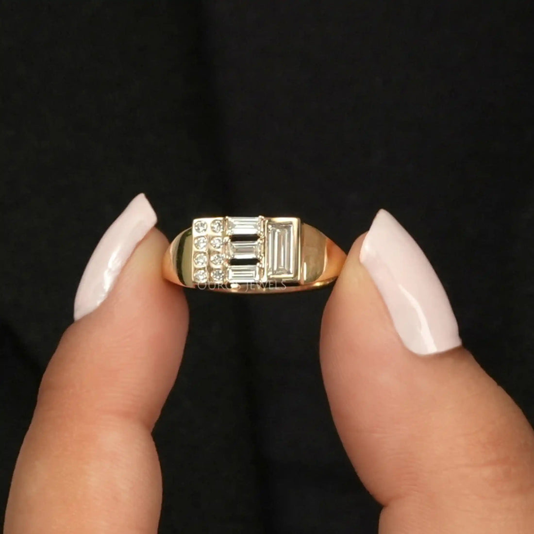Baguette And Round Cut Lab Grown Diamond Wedding Ring