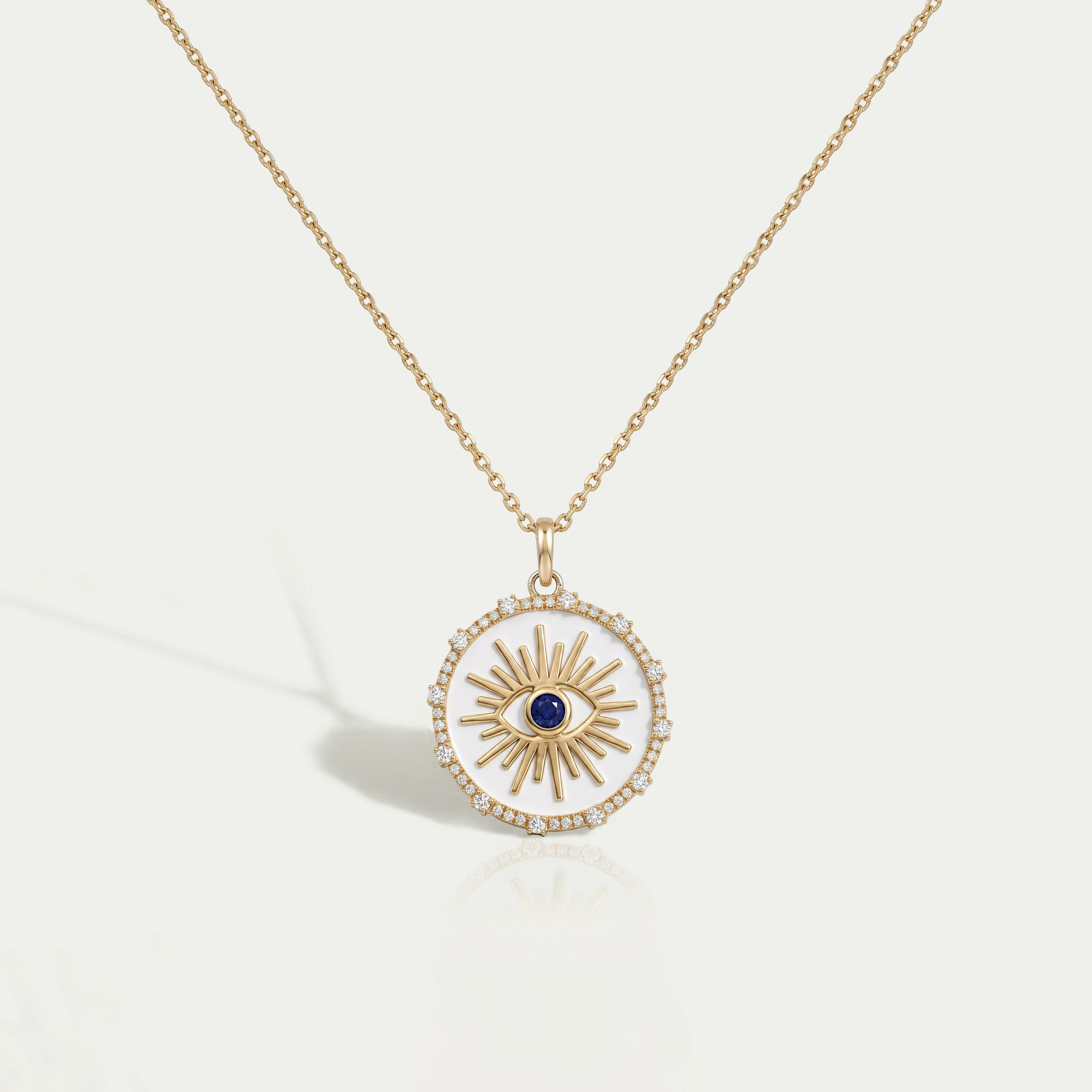 Antique Round Diamond Evil Eye Pendant Necklaces