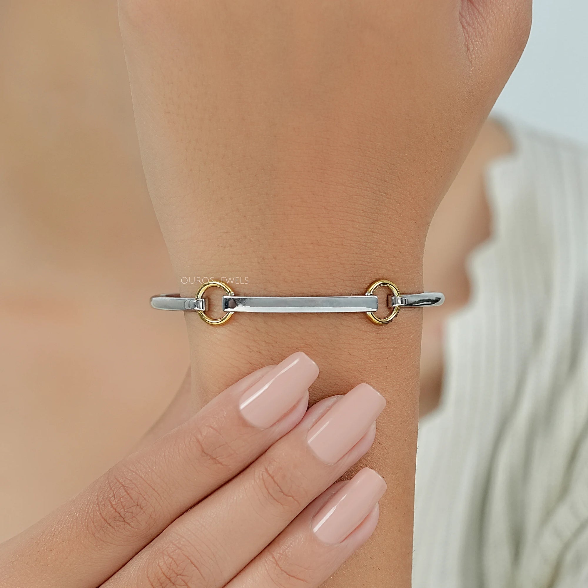 White Gold Linked Bangle