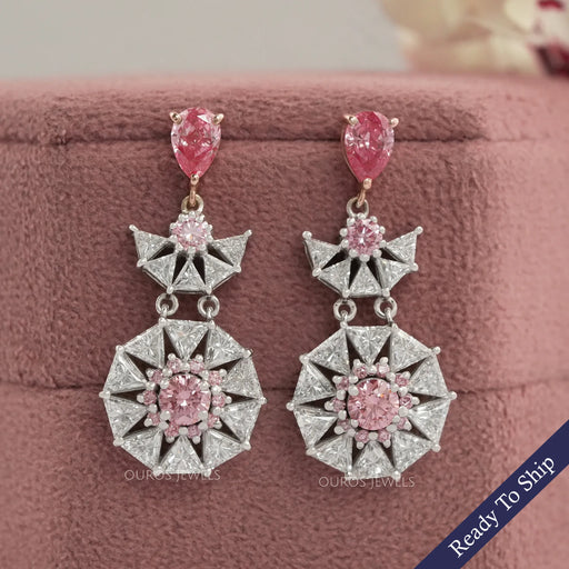 Starbrust Pink Pear Lab Diamond Drop Earrings Earrings