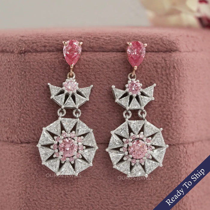 Starbrust Pink Pear Lab Diamond Drop Earrings Earrings