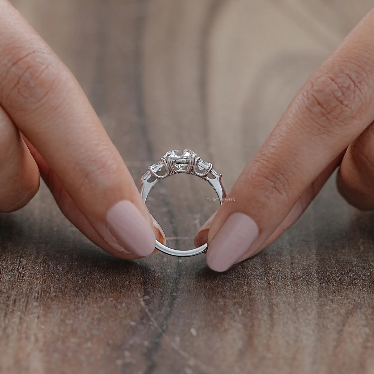 Round And Princess Diamond Seven Stone Engagement Ring Rings