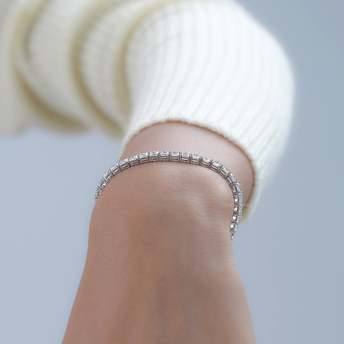 Princess Cut Lab Grown Diamond Tennis Bracelet Bracelet