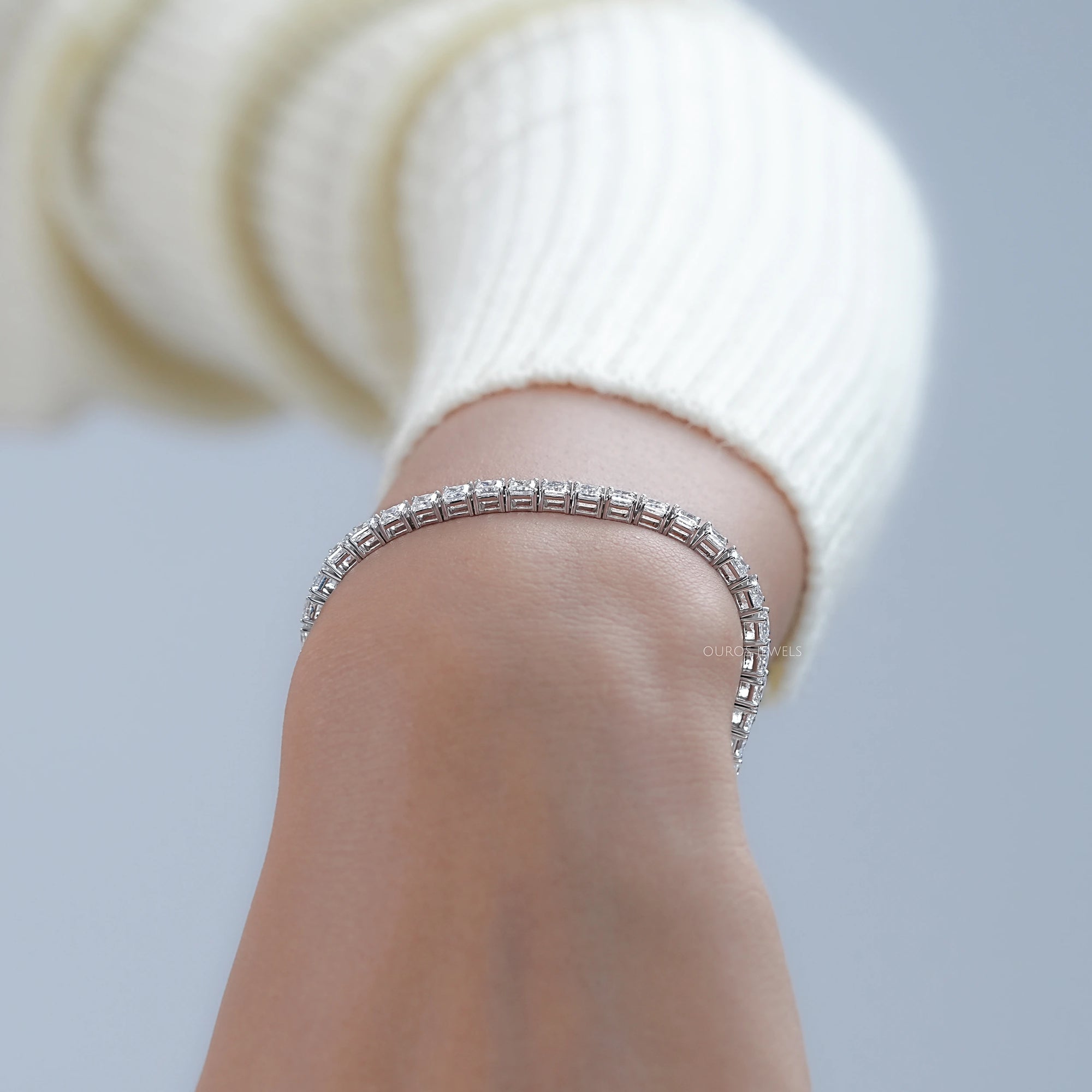 Princess Cut Lab Grown Diamond Tennis Bracelet Bracelet