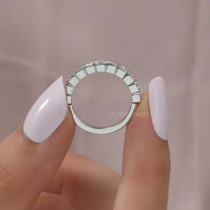 Asscher Cut Lab Diamond Half Eternity Wedding Band