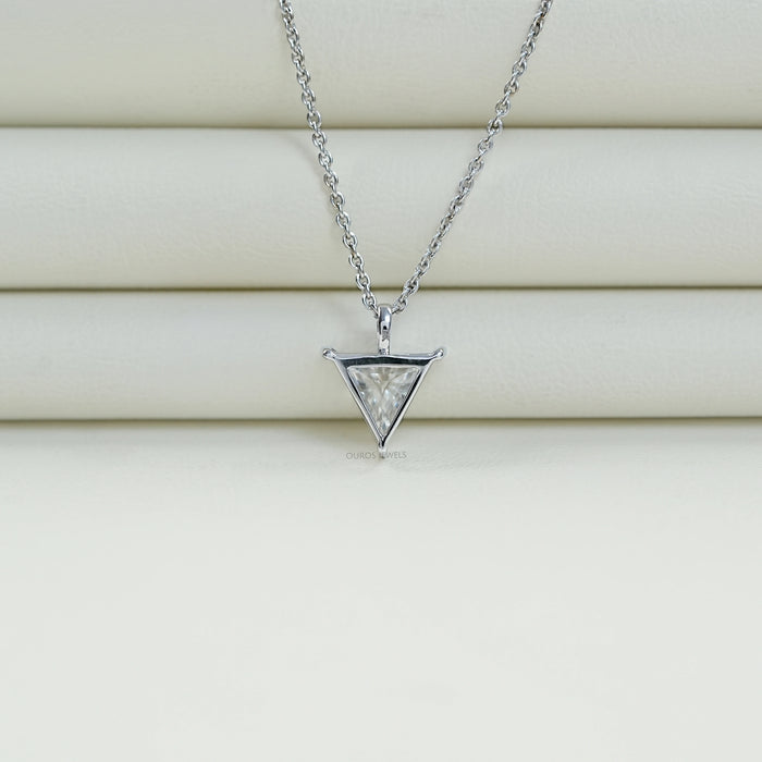 Triangle Cut Lab Diamond Solitaire Pendant Necklaces