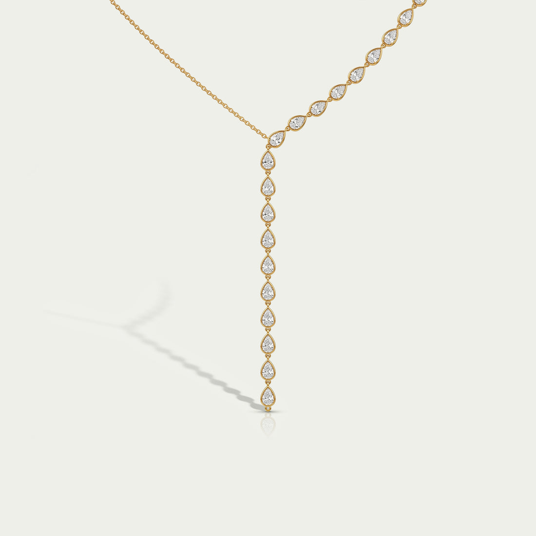 Pear Cut Bezel Y Shape Diamond Necklace Necklaces