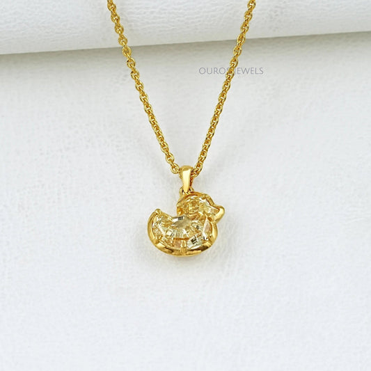 Yellow Duck Cut Diamond Bezel Set Pendant Necklaces