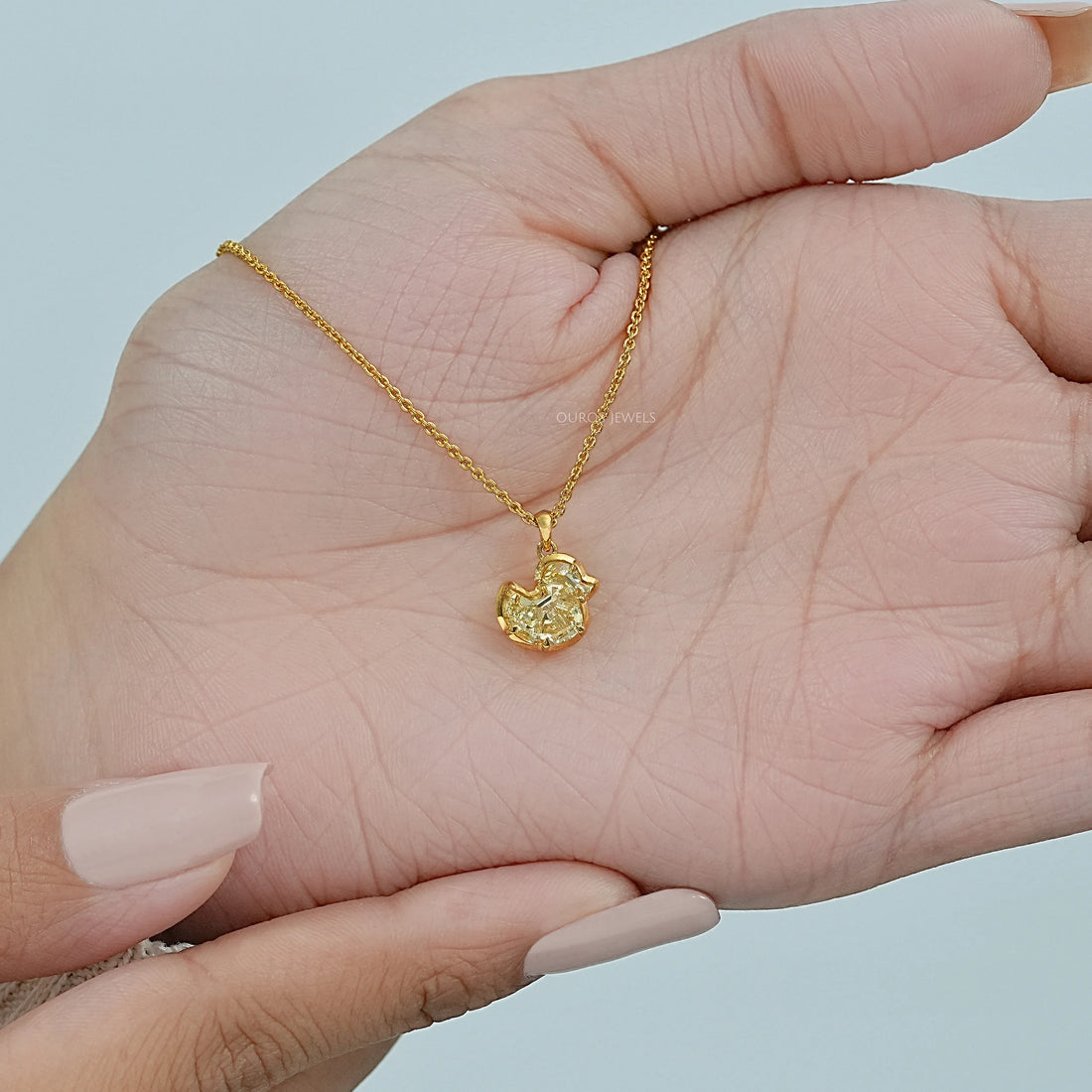 Yellow Duck Cut Diamond Bezel Set Pendant Necklaces