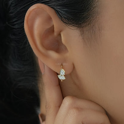 Pear And Marquise Lab Diamond Hoop Earrings