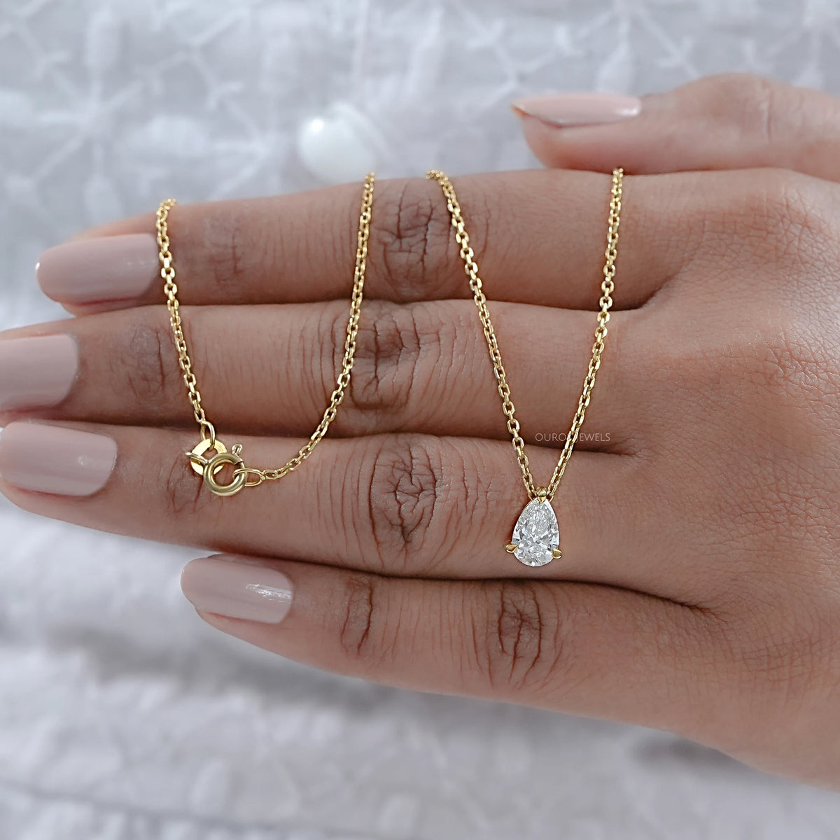 Pear Cut Lab Grown Diamond Pendant Necklaces