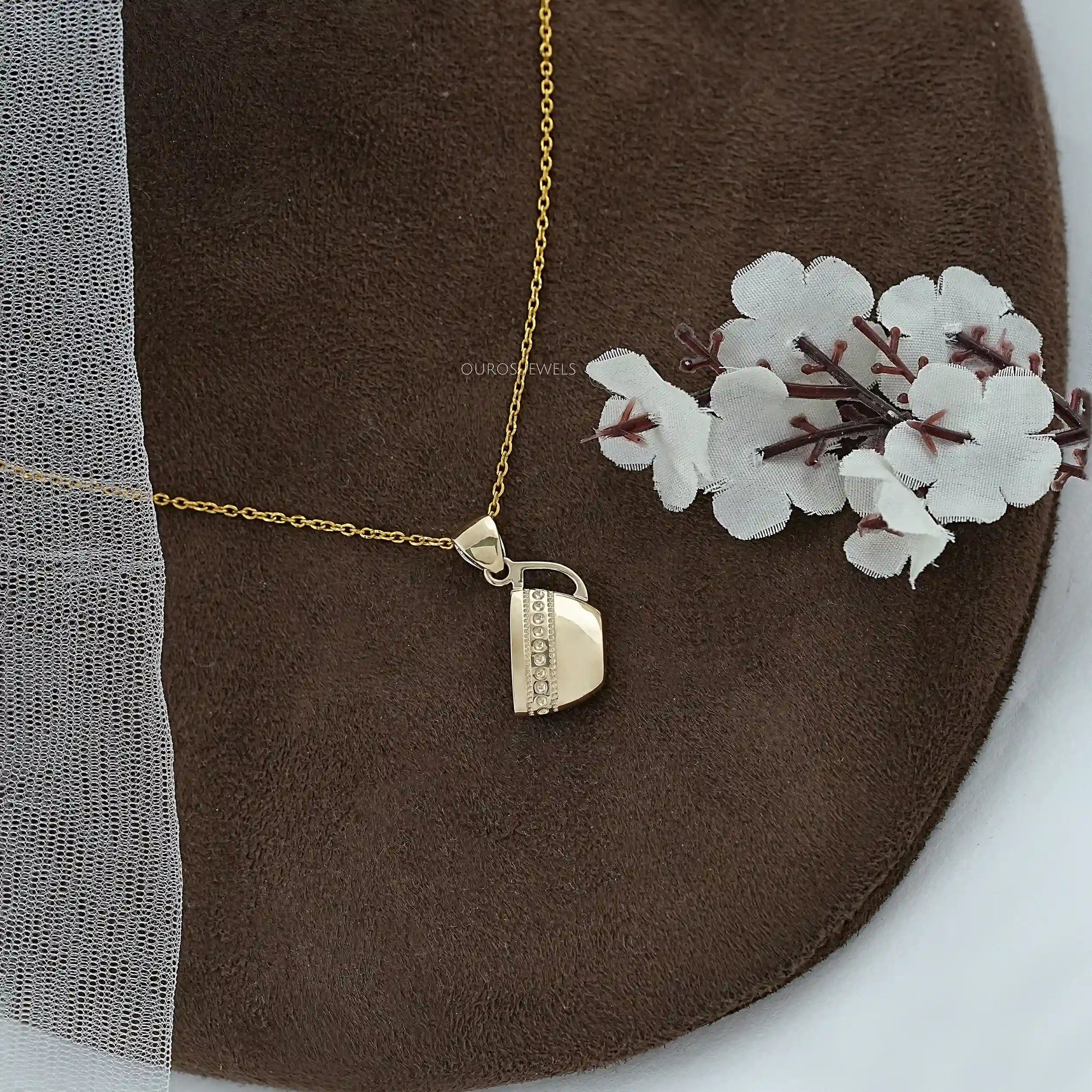 Yellow Gold Tea Cup Charm Pendant