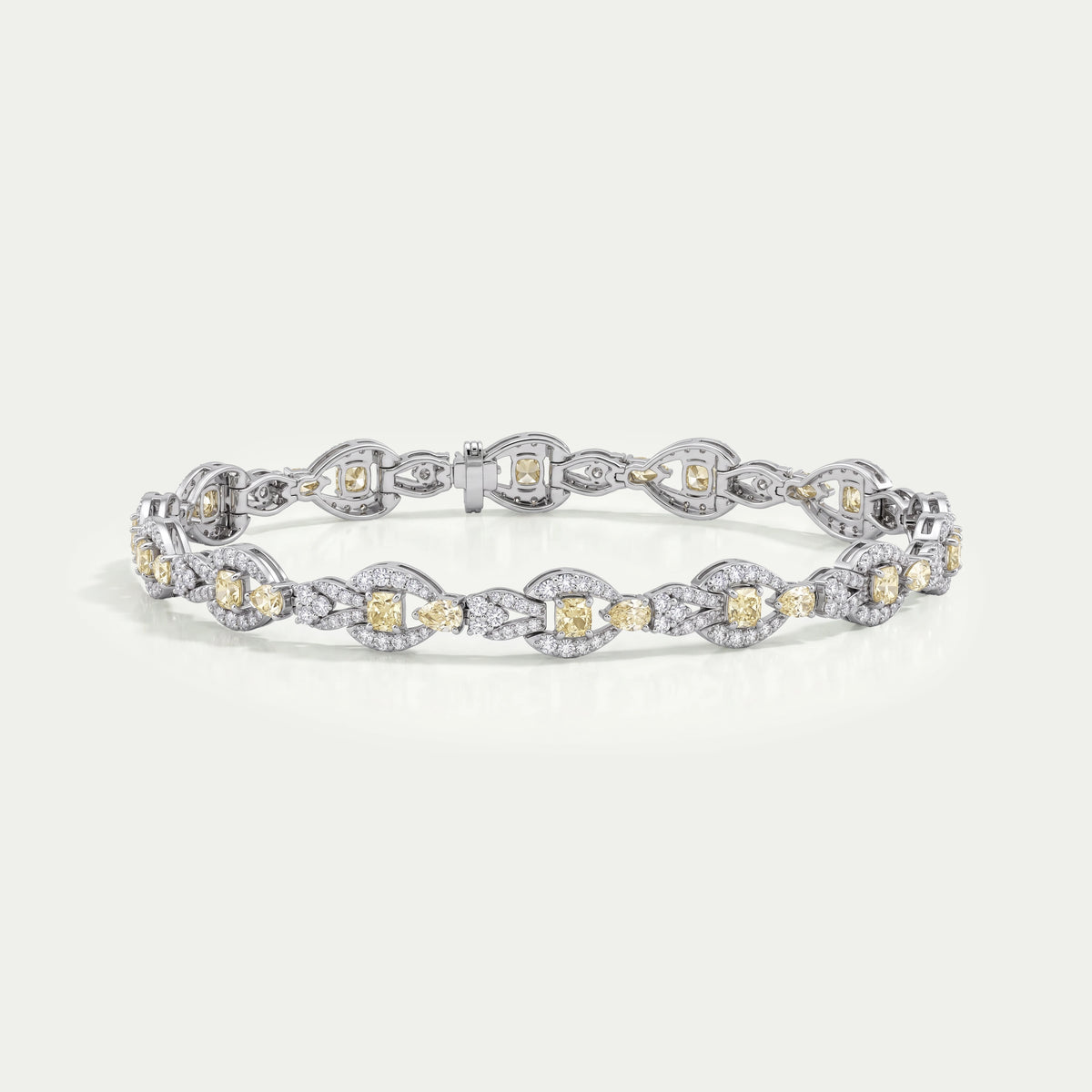 Yellow Cushion Cut Halo Link Bracelet Bracelet