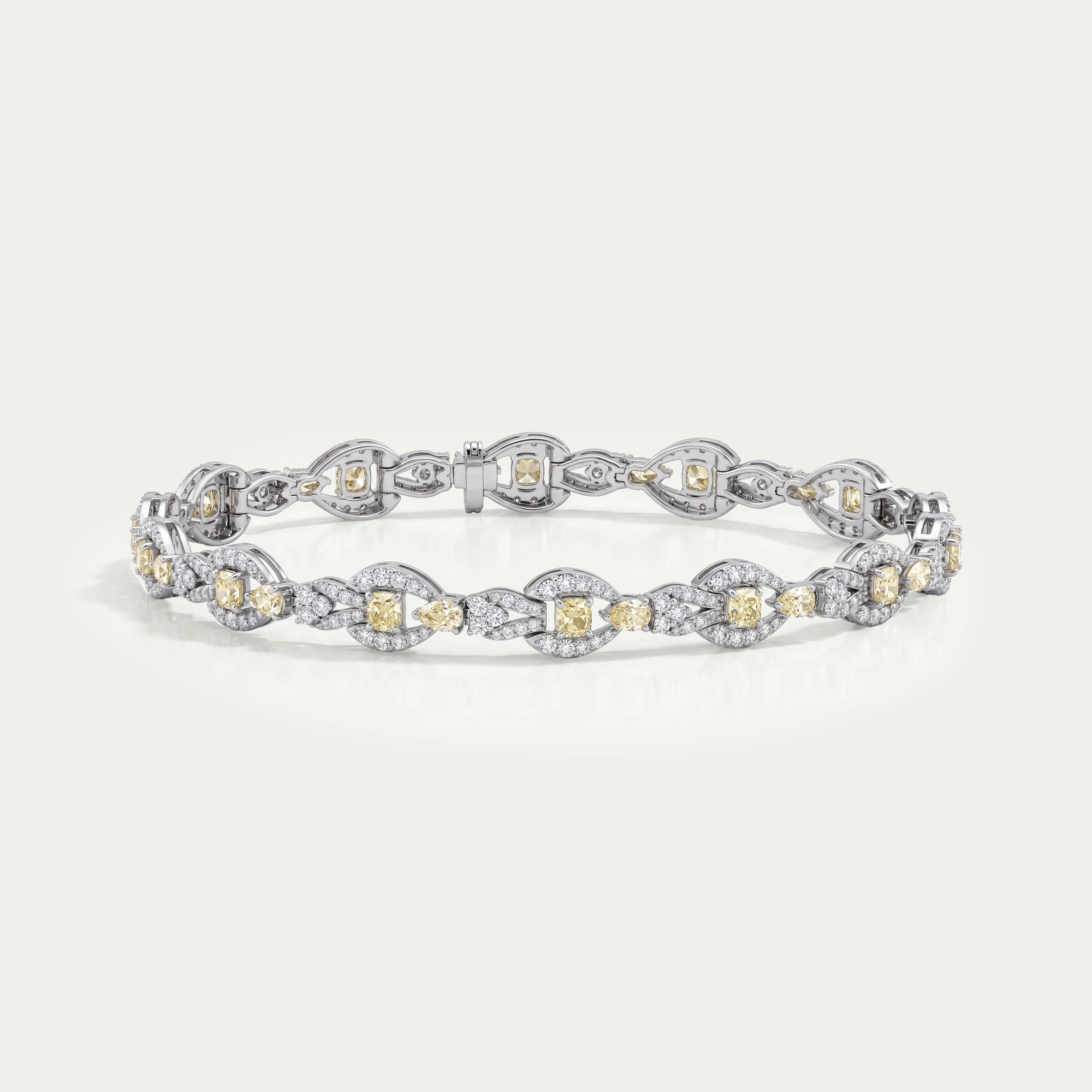 Gelbes Kissen-Diamant-Halo-Gliederarmband