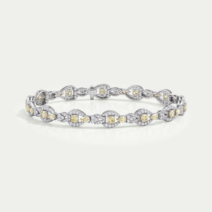Gelbes Kissen-Diamant-Halo-Gliederarmband