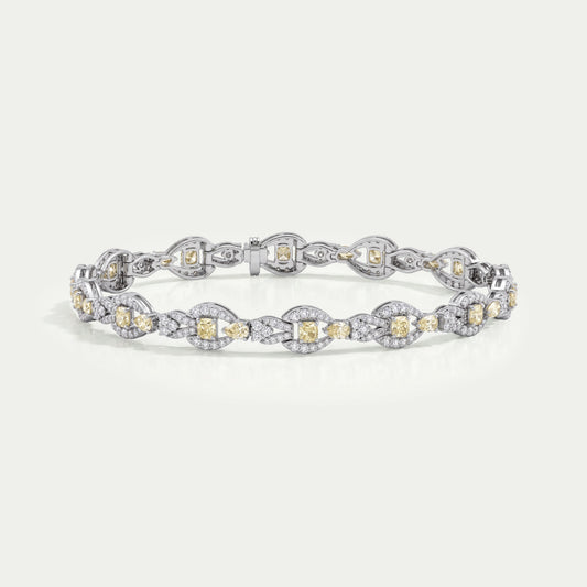 Gelbes Kissen-Diamant-Halo-Gliederarmband