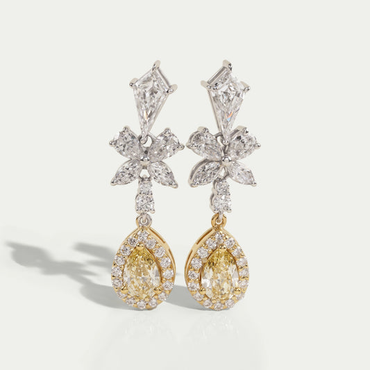 Yellow Pear Diamond Dangle Earrings Earrings