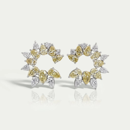 Yellow Pear Diamond Open Hoop Earrings Earring