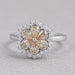 Yellow Pear Cut Floral Halo Diamond Ring Ring