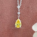 Yellow Pear Cut Three Stone Diamond Pendant Necklaces
