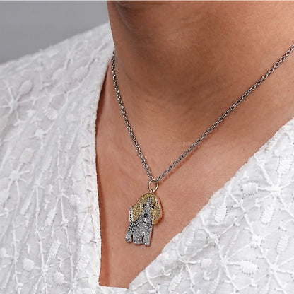Lab Grown Color Diamond Dog Pendant Necklaces