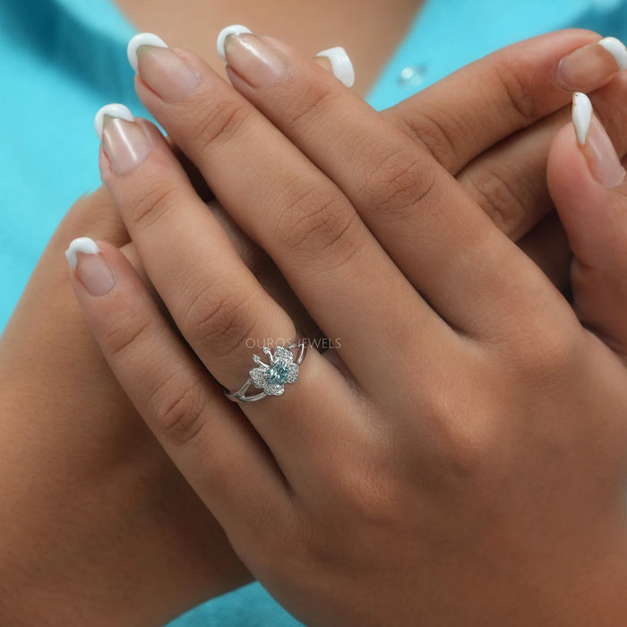 Heart Cut Butterfly Shape Cluster Diamond Ring