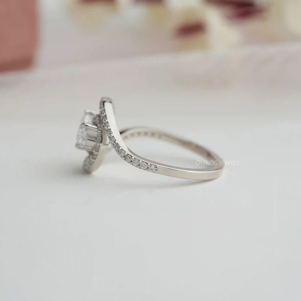 Round Bypass Setting Butterfly Cut Lab Grown Diamond Ring