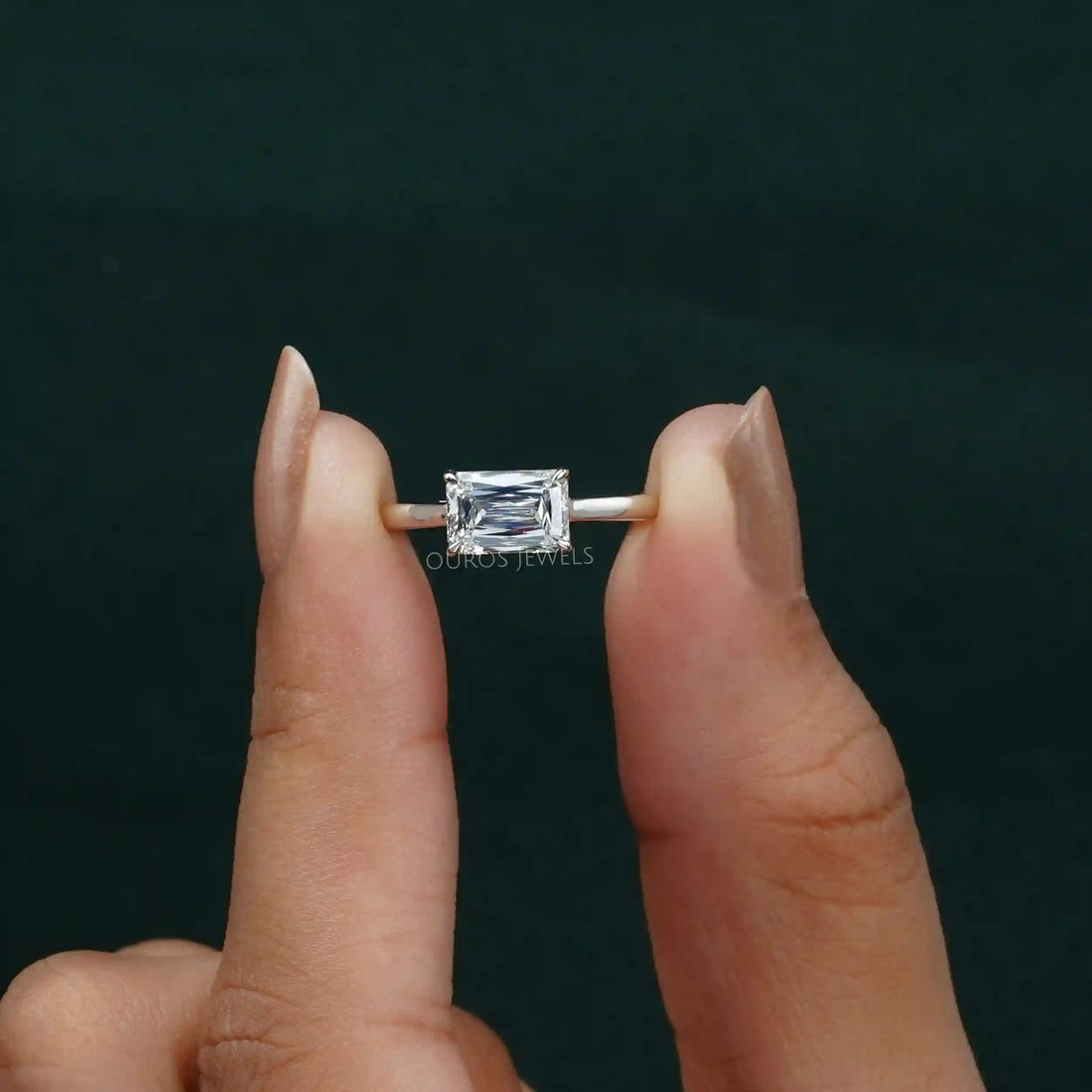 East West Criss Cut Lab Diamond Solitaire Ring