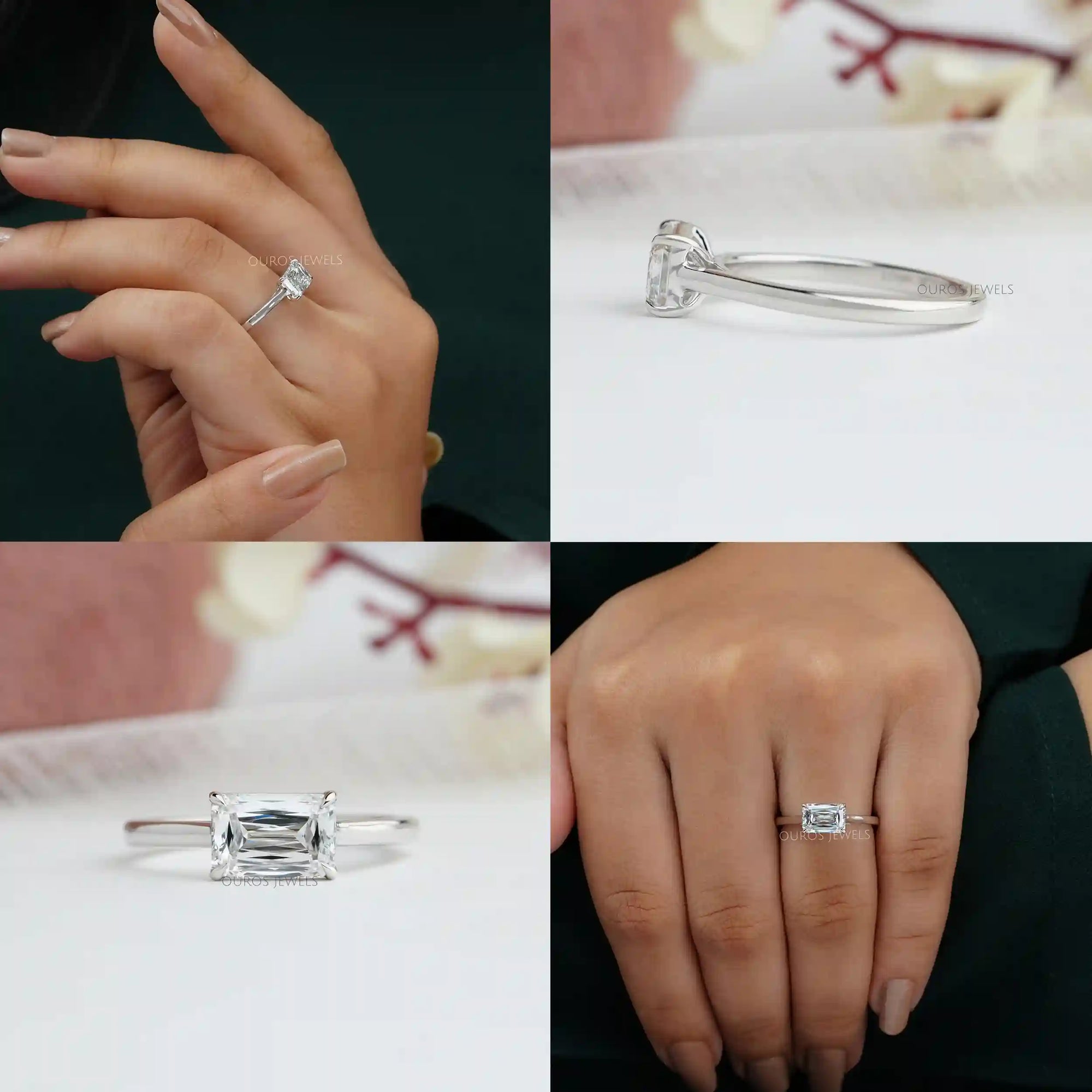 East West Criss Cut Lab Diamond Solitaire Ring