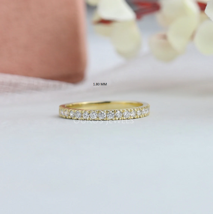 Round Cut Lab Grown Diamond Half Eternity Wedding Band 1.80 MM