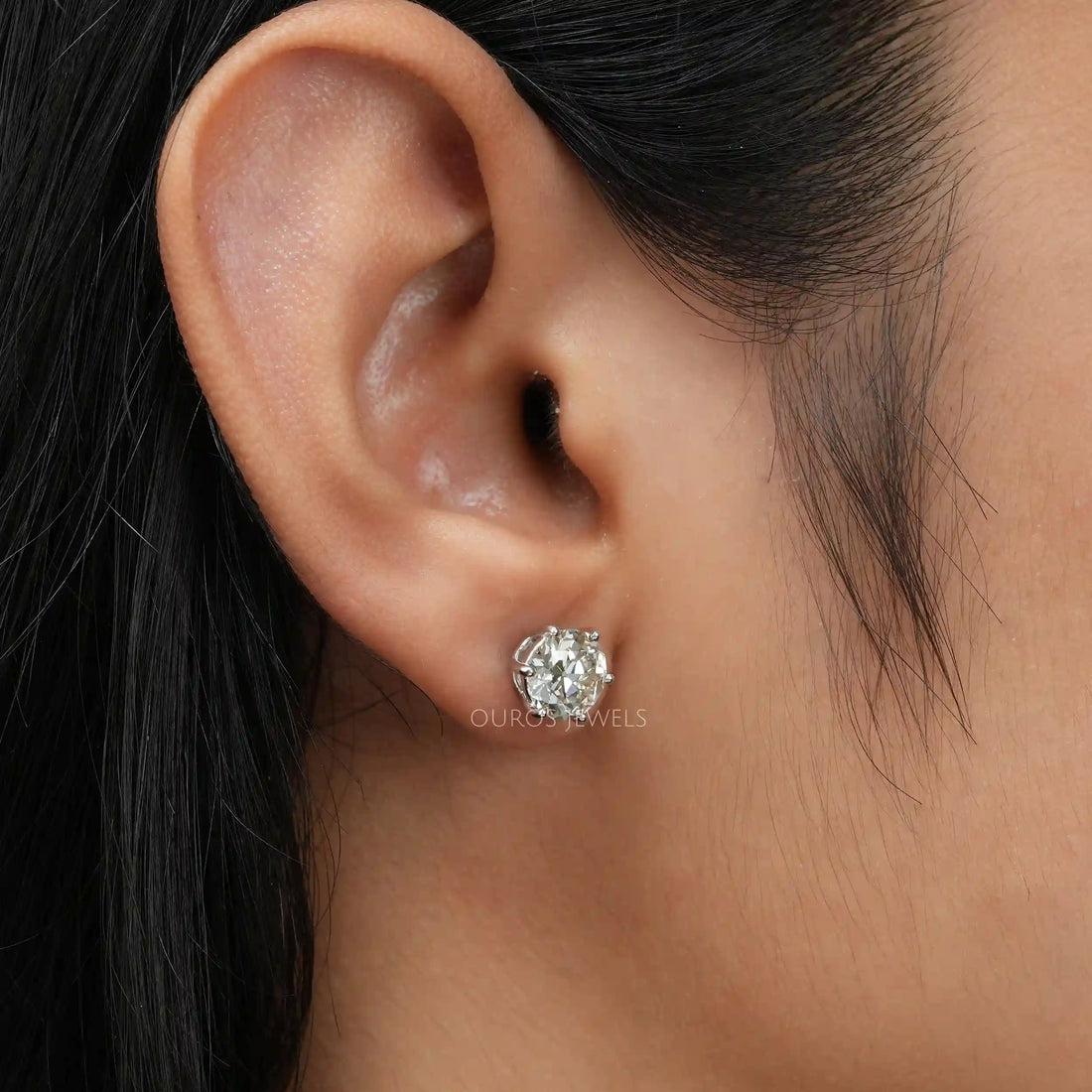 Old European Round Diamond Stud Earrings Earring
