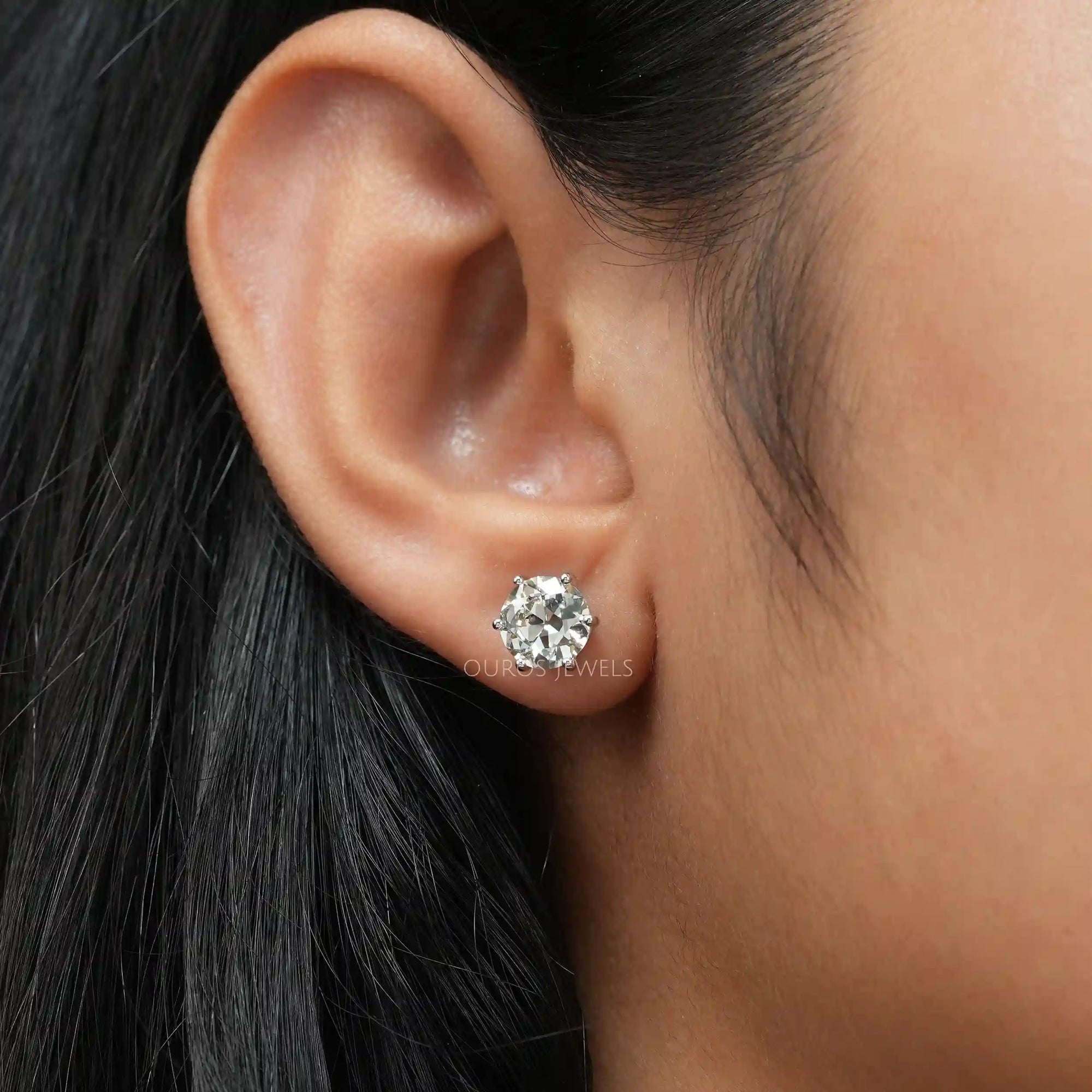 Old European Round Diamond Stud Earrings Earring