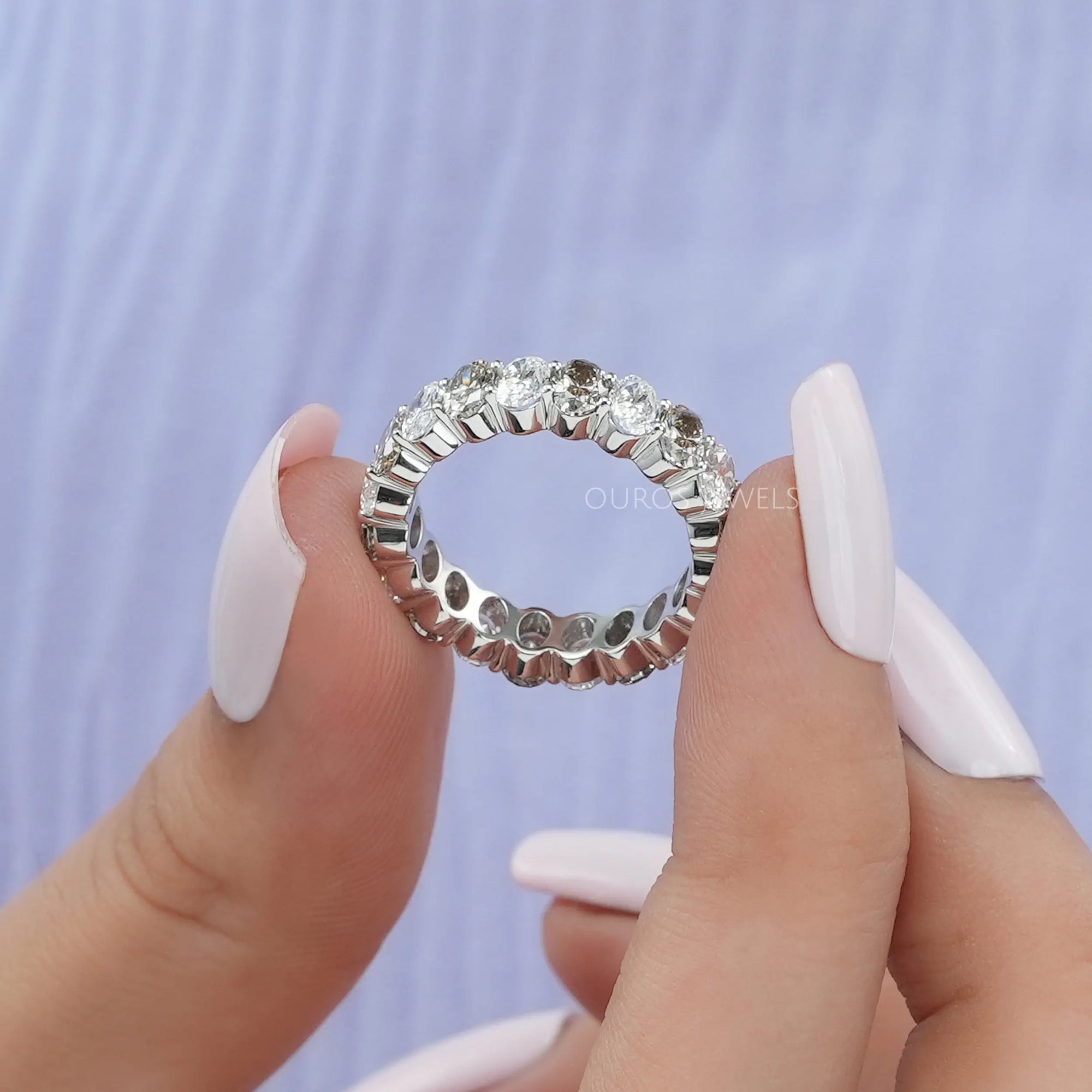 Oval Cut Lab Grown Diamond Full Eternity Wedding Band Ring
