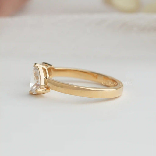 Pear And Round Cut Lab Diamond Open Cuff Ring