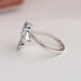 Flower Shape Blue Pear And Round Cut Cluster Diamond Ring Ring