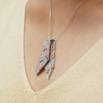 Round Cut Lab Grown Diamond Tie Pendant