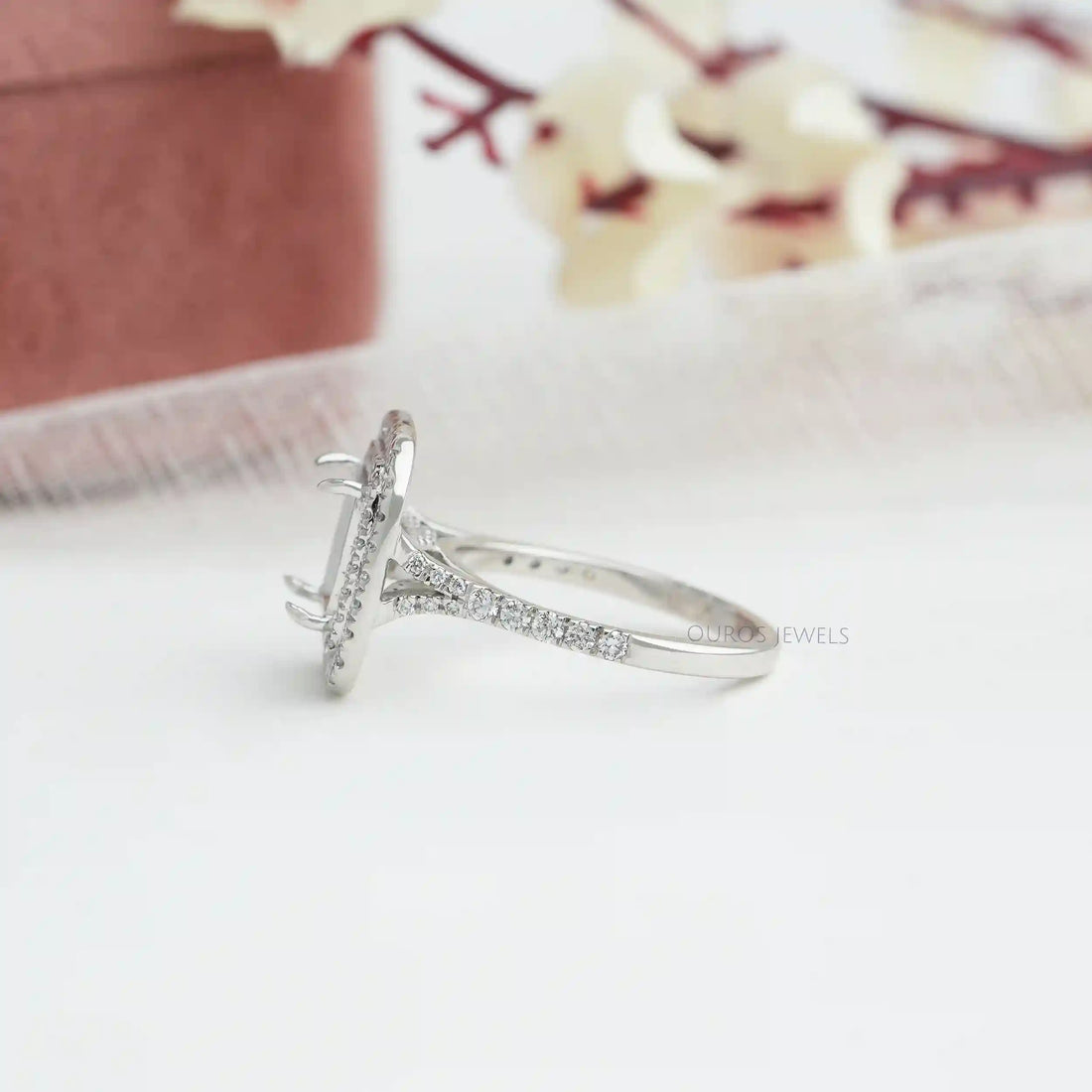 Princess Cut Double Halo Semi Mount Engagement Ring