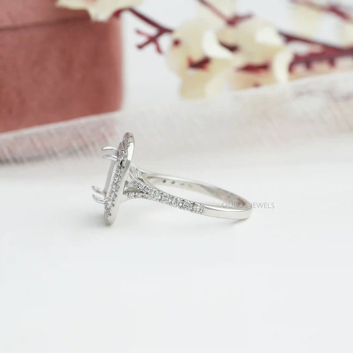 Princess Cut Double Halo Semi Mount Engagement Ring