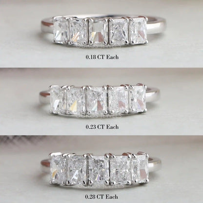 Five Stone Radiant Cut Lab Grown Diamond Ring Rings