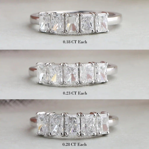Five Stone Radiant Cut Lab Grown Diamond Ring Rings