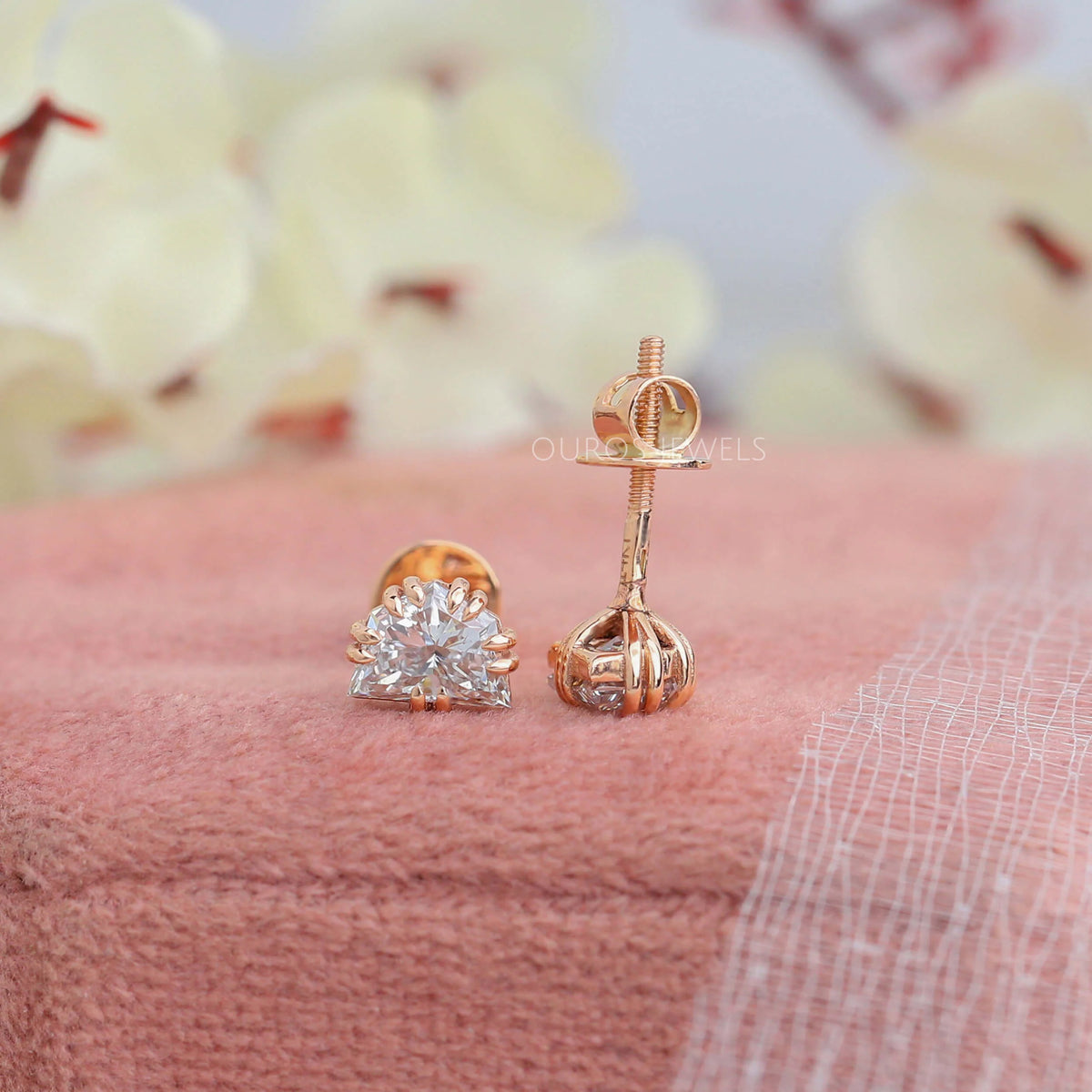 Rose Gold Cadillac Cut Stud Earrings Earring