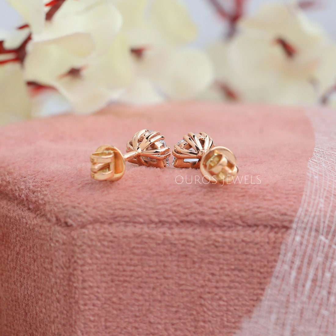 Rose Gold Cadillac Cut Stud Earrings Earring