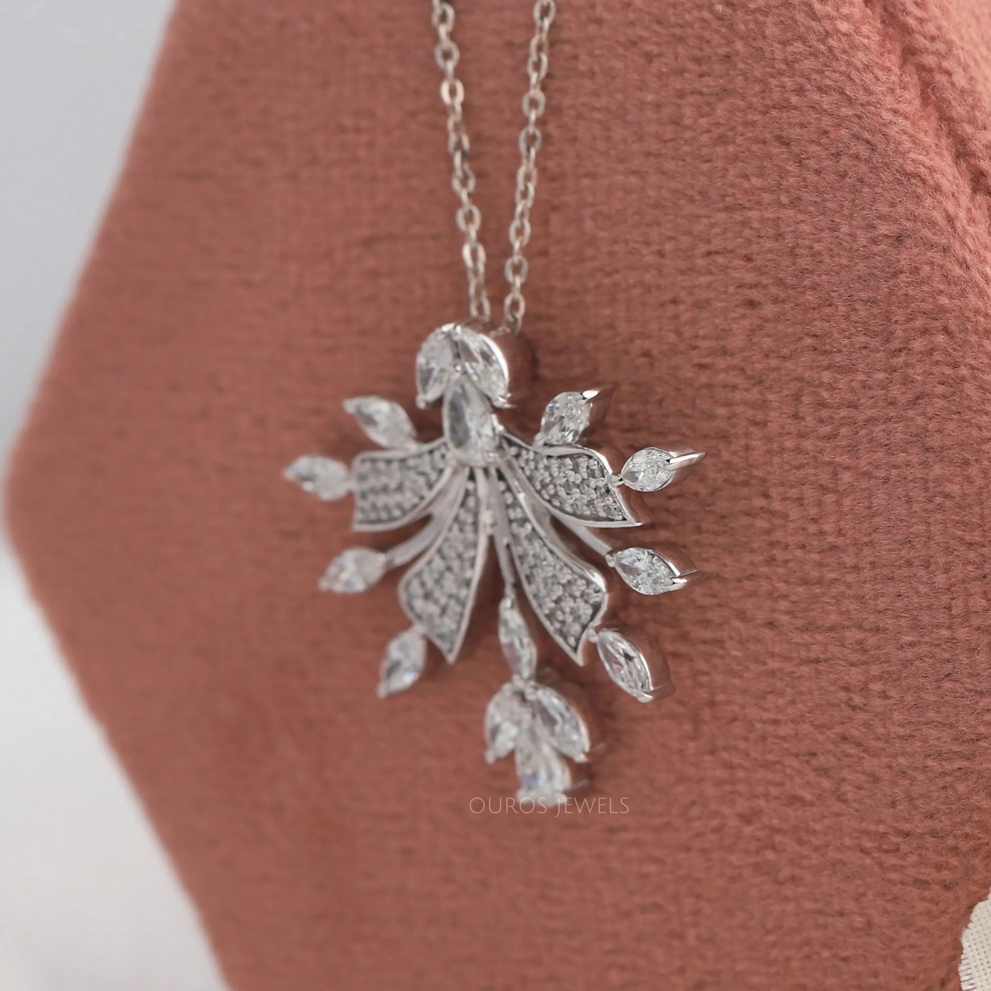 Marquise And Round Cut Cluster Diamond Pendant