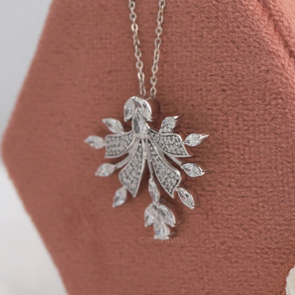 Marquise And Round Cut Cluster Diamond Pendant